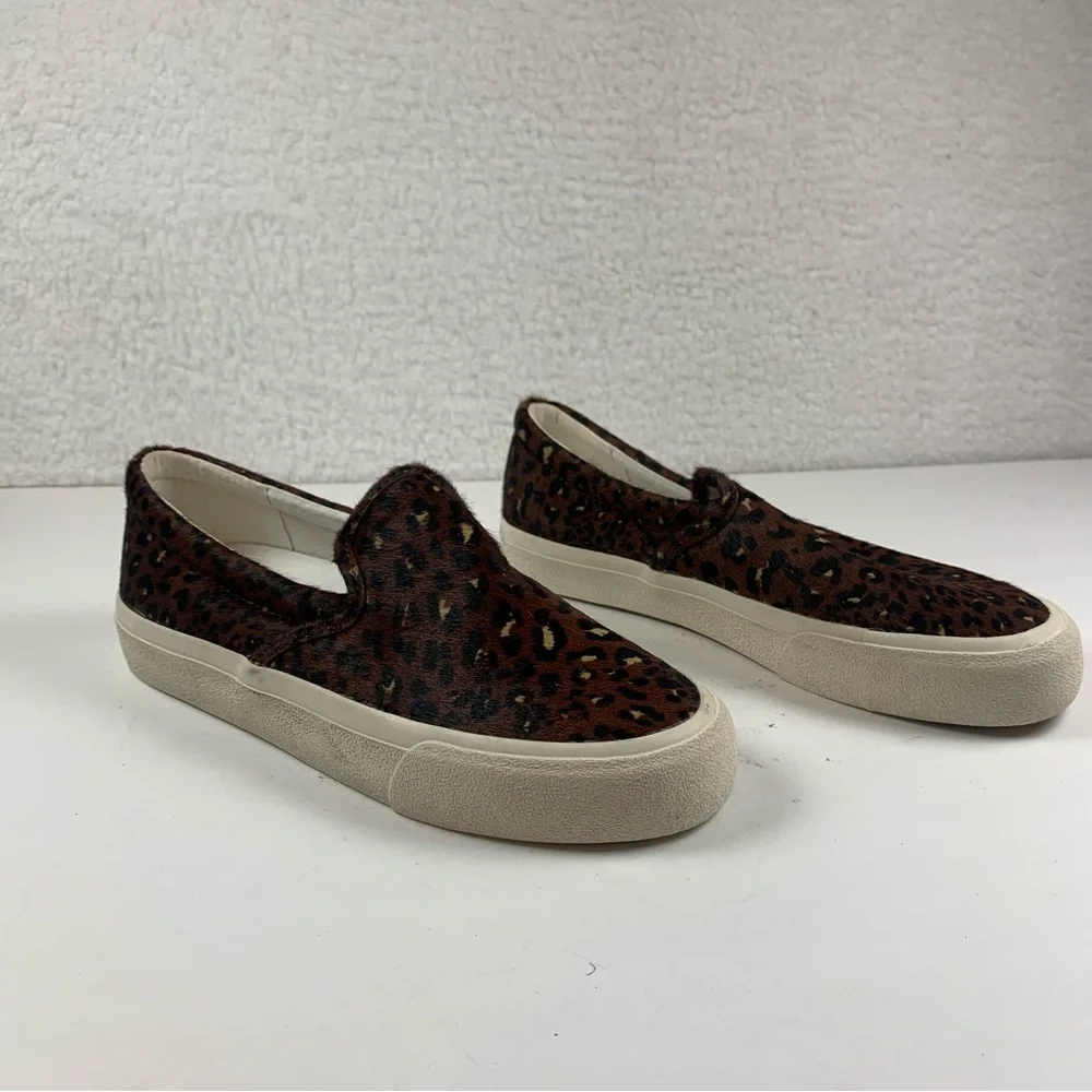 Madewell Sidewalk Slip On‎ Sneakers Calf Hair Animal Print Leopard Shoes 7 NWOB